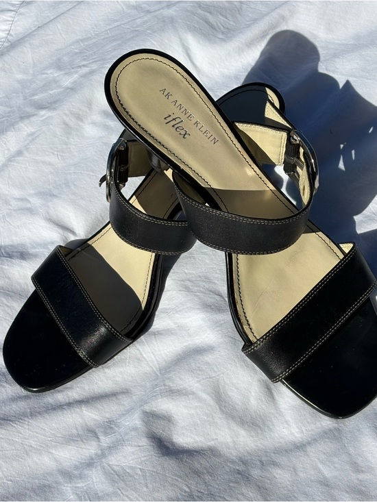 Anne Klein Shoes - Anne Klein Black Two-Band iFlex Slide Sandals